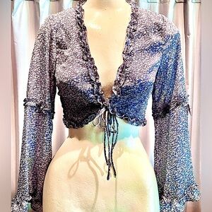 Crop Bell Sleeve Blouse